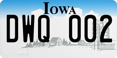 IA license plate DWQ002