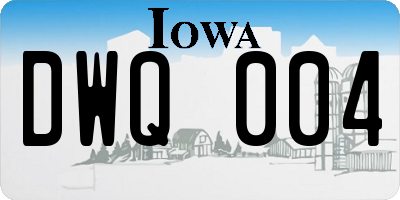 IA license plate DWQ004