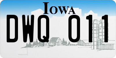 IA license plate DWQ011