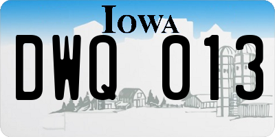 IA license plate DWQ013