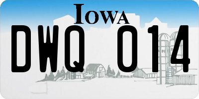 IA license plate DWQ014