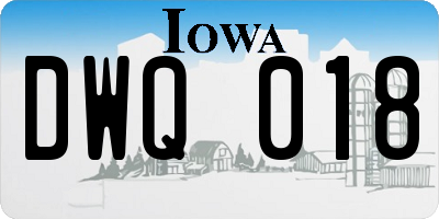 IA license plate DWQ018
