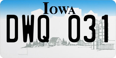 IA license plate DWQ031