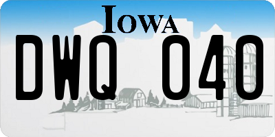 IA license plate DWQ040