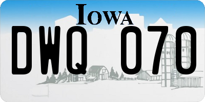 IA license plate DWQ070