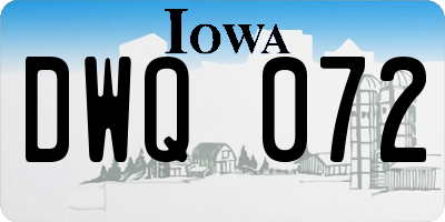 IA license plate DWQ072