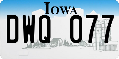 IA license plate DWQ077