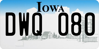 IA license plate DWQ080
