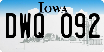 IA license plate DWQ092