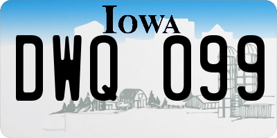 IA license plate DWQ099
