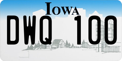 IA license plate DWQ100