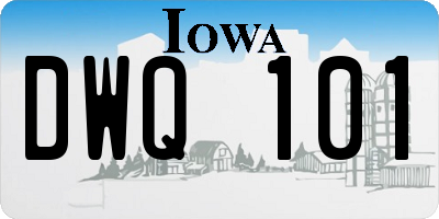 IA license plate DWQ101