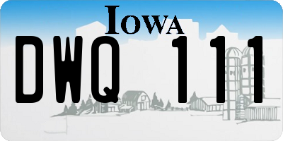 IA license plate DWQ111