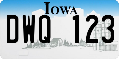 IA license plate DWQ123