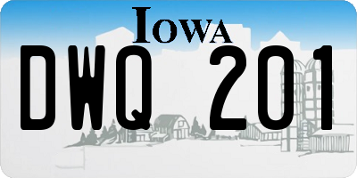 IA license plate DWQ201