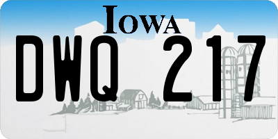 IA license plate DWQ217