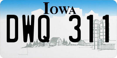 IA license plate DWQ311