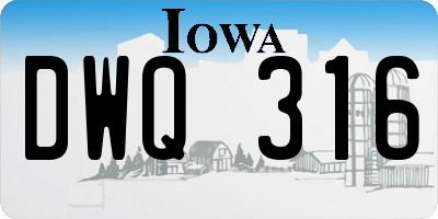 IA license plate DWQ316