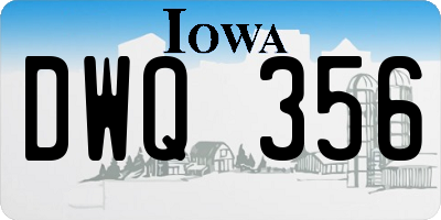 IA license plate DWQ356
