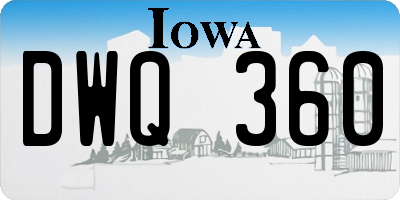 IA license plate DWQ360