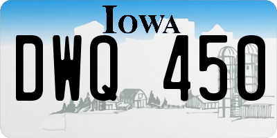 IA license plate DWQ450