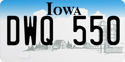 IA license plate DWQ550