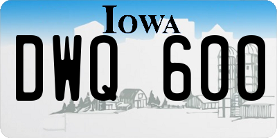 IA license plate DWQ600