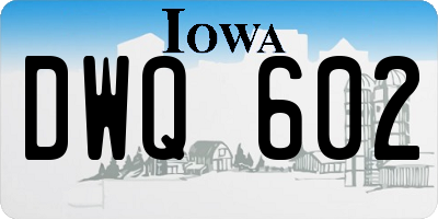 IA license plate DWQ602