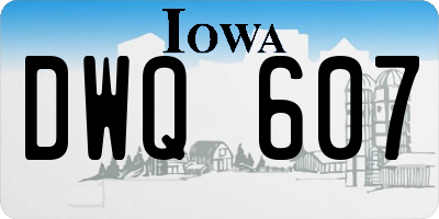 IA license plate DWQ607