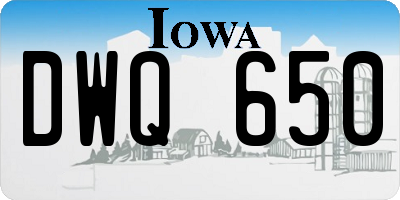 IA license plate DWQ650