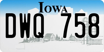 IA license plate DWQ758