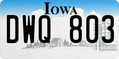 IA license plate DWQ803