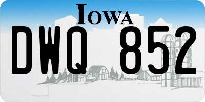 IA license plate DWQ852