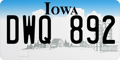 IA license plate DWQ892