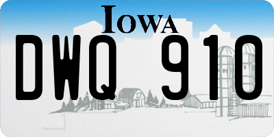 IA license plate DWQ910