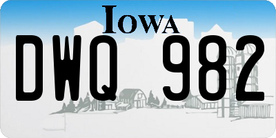 IA license plate DWQ982