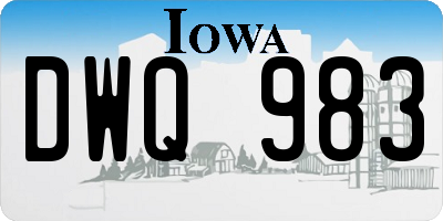 IA license plate DWQ983