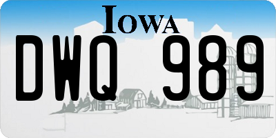IA license plate DWQ989