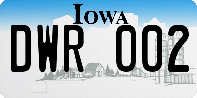 IA license plate DWR002