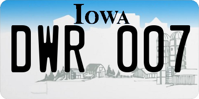 IA license plate DWR007