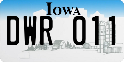 IA license plate DWR011