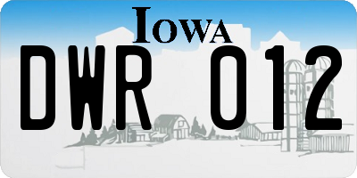 IA license plate DWR012