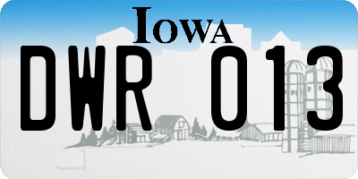 IA license plate DWR013