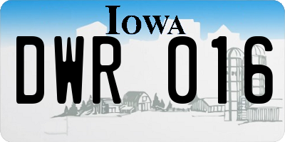 IA license plate DWR016