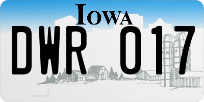 IA license plate DWR017