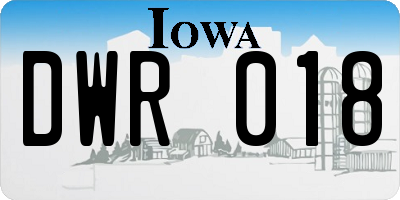 IA license plate DWR018