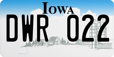 IA license plate DWR022