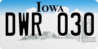 IA license plate DWR030