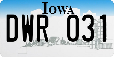 IA license plate DWR031