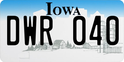 IA license plate DWR040